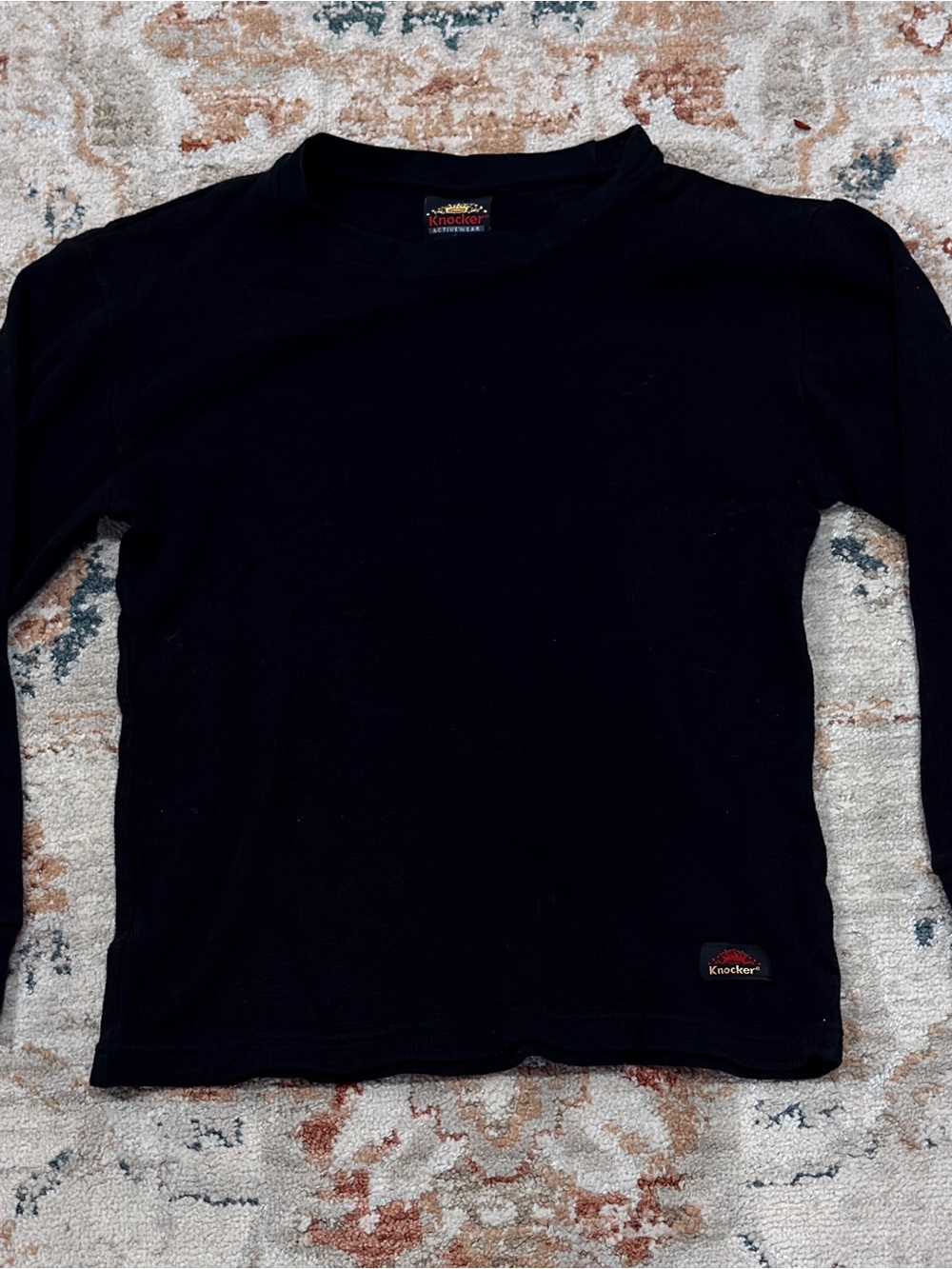 Knocker Activewear Black Thermal Long Sleeve Shirt – Size Small – 100% Cotton